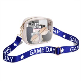NLCAC Clear Bag for Stadium Events Game Day Clear Stadium Bag with Adjustable Straps Crossbody for Concerts Sports (Blue White)