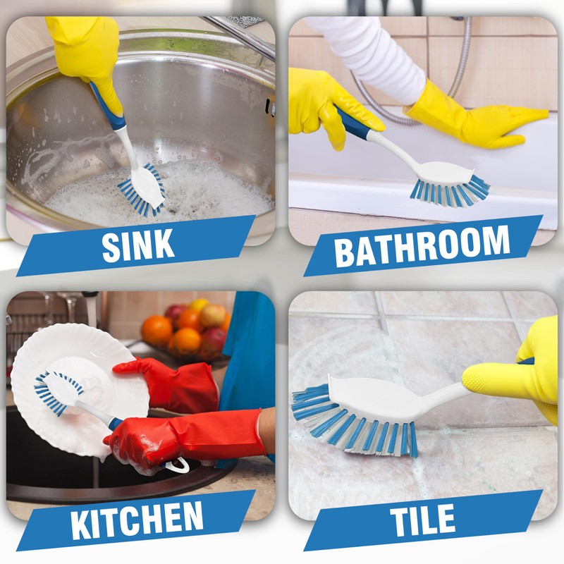 PHYEX 2-Pack Dish Brushes with Scraper, Durable Nylon Bristles Kitchen