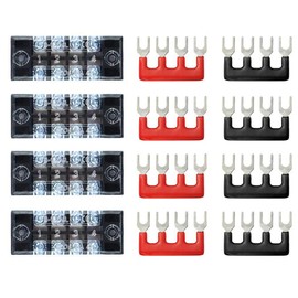 YFFSFDC Fixed Terminal Block Assembly Terminal Block 600V 15A 4 Poles Screw-Type Terminal Block with 2-Color Insulation Crimp Terminal Set Included