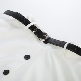 Belle Poque Aline Flowy Midi Skirt Womens Casual Button Front Skirts Belted High Waist Skirt with Pockets Off-White L