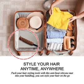 SYGILE 12" X 9" Large Heat Resistant Silicone Mat for Hair Styling Tools, Curling Iron Mat, Flat Iron Holder, Hair Straightener Pad, Makeup Mat, Hot Tools Mat for Travel Vanity Salon - Mocha Brown
