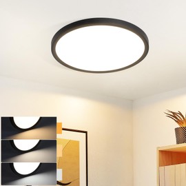 muyuua Ceiling Light LED Ceiling Light Flat Bedroom Lamp 18 cm Bathroom Lamp 15 W Kitchen Lamp Bedroom Black Ceiling Lighting Hallway Lamp Ceiling Bathroom Lamp 3000 K - 6500 K for Kitchen Hallway