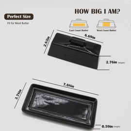 MKYHBOO Ceramic Butter Dish With Lid for Countertop, Covered Butter Container, Large Butter Holder With Lid, Butter Tray With Handle Black