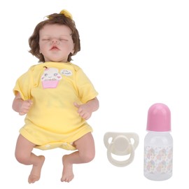 Sweet Newborn Girl Baby Doll Soft Touch Infant Reborn Doll with Yellow Dress 45cm