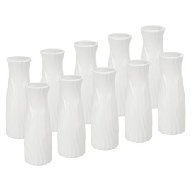 PATIKIL Flower Vase, 10 Pack Plastic Vase for Flowers Small Tall Floral Vase Ceramic Look Table Centerpieces for Home Room Decor, White
