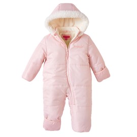 Pink Platinum Baby Girls' One-Piece Puffer Winter Snowsuit with Hood (Newborn & Infant), Size 3/6M, Blush