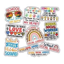 (10pcs) School Social Worker Sticker Pack, Thoughtful Uplifting Vinyl Decals for Counselors, Mental Health Advocates, Educators - Waterproof UV-Resistant, for Laptop, Water Bottle, Notebook