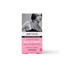 Parissa Wax Strips Assorted Sizes, Hair Removal Waxing Kit Sensitive Skin Formula, 8ml Azulene Aftercare Oil SA 24 Count (Pack of 1)