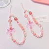 Phone Charms Strap,Pink Cute, Aesthetic Love Phone Chain, Beaded Phone
