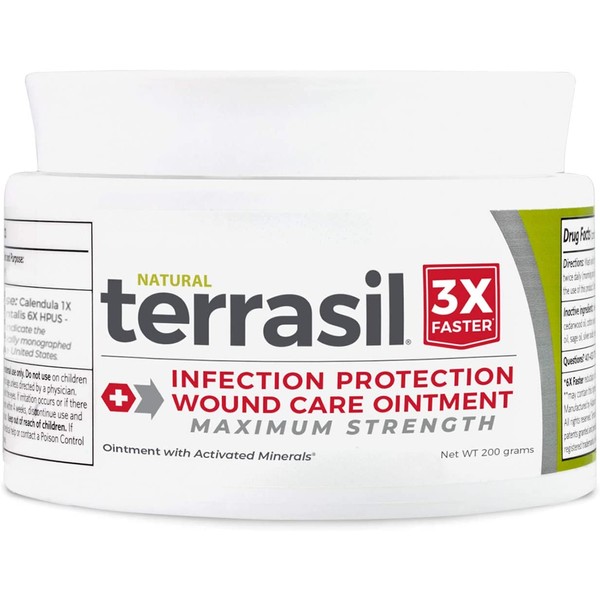 Terrasil Wound Care Max - 3X Faster Healing, Infection Protection Ointment for Bed sores, Pressure sores, Diabetic Wounds, ulcers, cuts, scrapes, and Burns - 200gm Jar