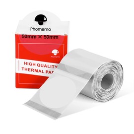 Phomemo M110 M120 M200 M220 M221 Label Round Circle Label - Thermal Labels for Price, Name, Address, Logo, Barcode, 50mm*50mm, Clear (140 Labels/Roll)