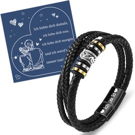CheersLife Valentine's Day Gifts for Him An Meinen Mann Ich Liebe Dich Gifts for Men Leather Bracelet Men with Engraving Love You Forever Birthday Gift for Men Partner Gifts Husband, Leather,