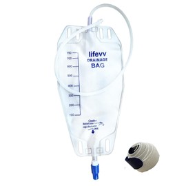 Drainage Depot w/Clear 750ml Bag,Urine Drainage Bag, Nephrostomy Bag with Twist Drain Valve, 24 inch Tubing (1 Pack)