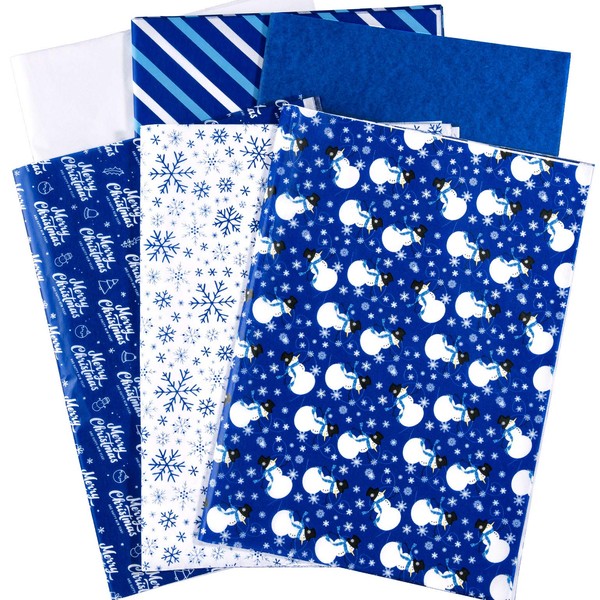 Whaline 120 Sheet Christmas Tissue Paper Blue White Wrapping Paper