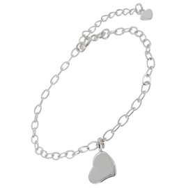 Shinjuku Gin no Kura Standard Heart Silver 925 Bracelet, Length Approx. 5.9 - 7.1 inches (15 - 18 cm), Women's, Simple, Plate, Bean, Beautiful, Sterling Silver