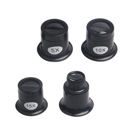 Vaveren 4Pcs Eye Loupe Magnifying Glass Portable 5X 10x 15x 20x Black Professional Jewelers Loupe Loupes Magnifying Lens for Jewelers