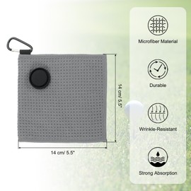 PATIKIL 5.5"x5.5" Magnetic Golf Towel with Wire Cleaning Cloth, Microfiber Waffle Pattern Towels with Magnet and Clip for Golf Carts Clubs Golfing Gear, Grey