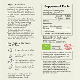 Wild Bliss Organic Chamomile Tea - Caffeine Free Calming Herbal Support - Pharmacopoeia Potency - 20 Plant Based Tea Bags