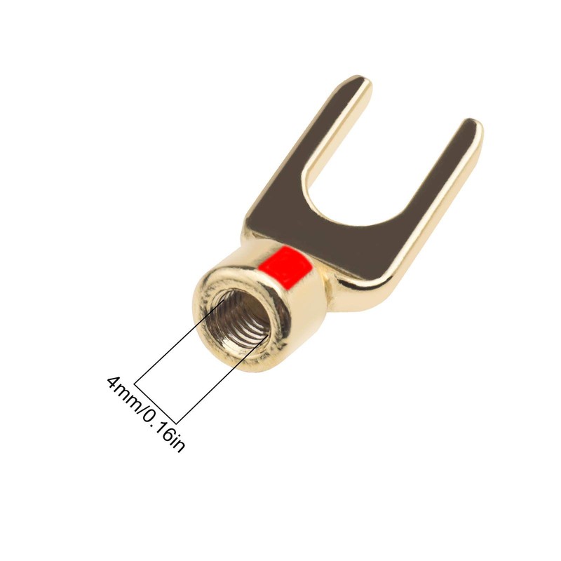 ECSiNG 8Pcs U Fork Y Spade Speaker Connectors 4mm Copper