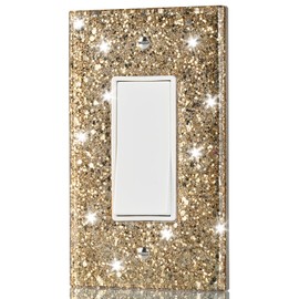 YNQIZKI Gold Glitter Light Switch or Outlet Covers - Sparkling Wall Plate 5.1"x3.15", Unique Gift for Her, Housewarming, Home Decor,1-Gang Rocker