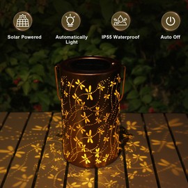 GPP Dragonfly Gift Solar Lanterns Outdoor Waterproof Solar Lights Metal Outdoor Decor for Yard Patio Backyard Porch Christmas Birthday Gifts for Women Mom Grandma Friends