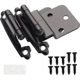 DecoBasics 3/8" Inset Cabinet Hinges Black (25 Pair -50 Pcs) Offset Self Closing Matte Black Cabinet Hinges for Kitchen Cabinets w/Bumpers & Upgraded Screws