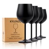 Kylenzo Black Wine Glasses Set of 4, 18oz Stainless Steel