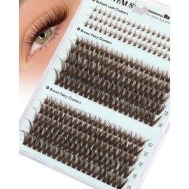 Goddvenus Goddvenus Brown Lash Clusters Wispy Fairy Eyelashes Clusters C Curl Cluster Eyelash Extensions 10-16mm Up Lashes Clusters and Bottom Individual Lashes Extension 260pcs