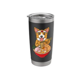 Corgi-Dog Eating Bowl of Ramen Pho Noodle Soup Japan Kawaii Stainless Steel Insulated Tumbler