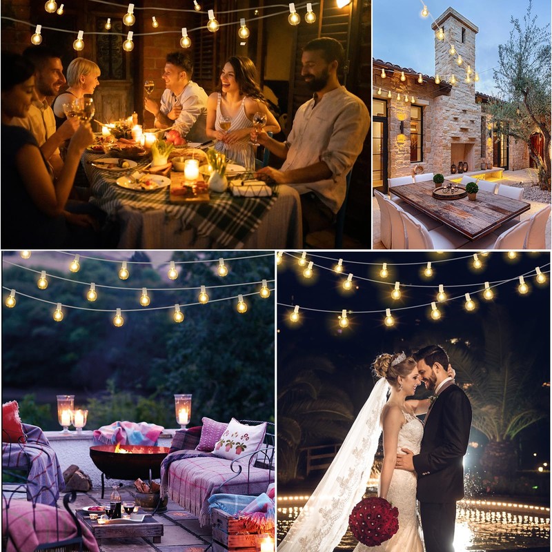 Mlambert 48Ft Solar String Lights, Outdoor Waterproof Patio Lights with