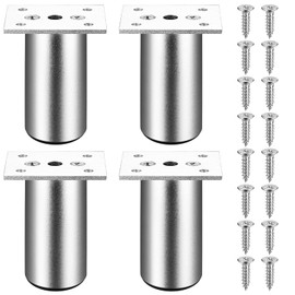 Pack of 4 Adjustable Feet for Furniture Feet, 8 cm, Sofa Feet, Cabinet Feet, Height Adjustable Feet Legs for Cabinet, Feet, Bed, Chairs, Table, Desk, Couch Feet, Furniture Legs, Silver