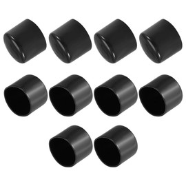 sourcing map 10pcs Rubber End Caps 42mm ID Vinyl Vinyl Round End Cap Cover Screw Thread Protectors Black