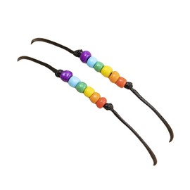 Love is Love Matching Wish Bracelets Set for 2, Rainbow Beads (Black) Miss Fit Boutique