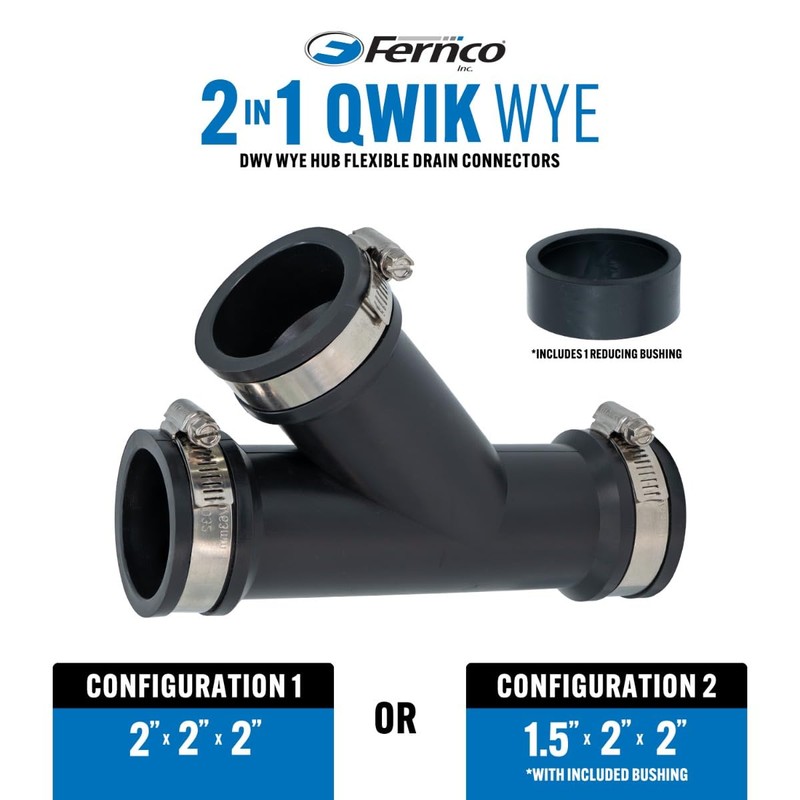 Fernco 2 in. Hub Flexible PVC Wye DWV Pipe Fitting