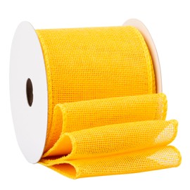 Fondersy 9-Meter Yellow Burlap Ribbon Wired Burlap Ribbon - 75mm Width for Gift Wrapping, Floral Arrangements, Wreath Making, and Christmas Decor