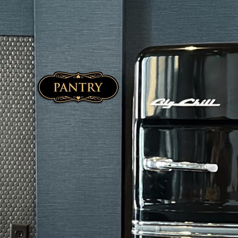 Designer Pantry Sign (Brushed Silver) - Large (2 Pack)