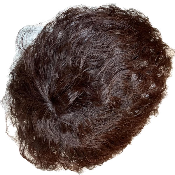 Luce brillare Partial Wig, Men's, Women's, Curly Wave, Wig, Male, Women's, Wig, Whorl, Crown of Head, Human Hair, Domestic Manufacturer, Perm on the Whirl+ Dark Brown