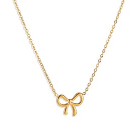 Yingjie Gold Bow Necklace, Women & Teens, Titanium Steel, Classic, Butterfly Shaped Clasp, Necklace
