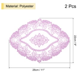 sourcing map 2Pcs Retro Lace Placemats, French Crochet Doilies Oval Embroidered Hollow Cup Vase Table Mat for Dining Table Kitchen Party 11x9inch, Purple