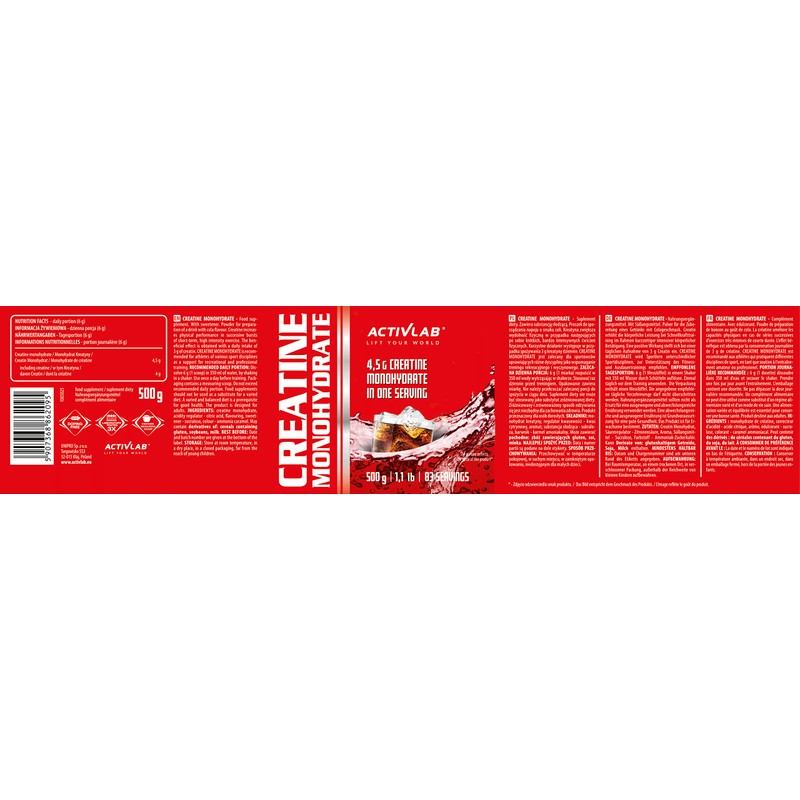 Activlab Creatine Monohydrate - 500g Jar | Optimum Nutrition Pre-Workout