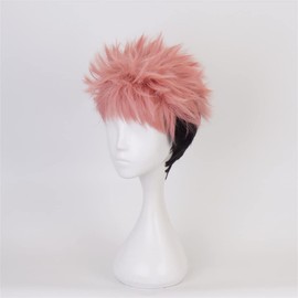 Hamish Anime JJK Itadori Yuji Wig Itadori Yuji Cosplay Wig with Wig Cap Heat Resistant Hair Anime Cosplay Wig for Festival, Holiday, Cosplay Party, Comic Exhibitions