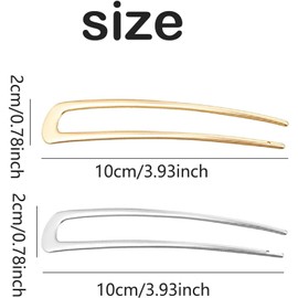 YXL 6Pcs French Hair Pins, U-Shaped Large Hair Pins, French Twist Hair Pin for Women Girls Hairstyle Accessories (Silver and Gold)