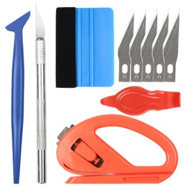 EASONGEE 10pcs Car Vinyl Wrap Tool Kit, Wallpaper Smoothing Tool Window Film Install Tools Wrap Squeegee Tool Felt Squeegee Hard Scraper Vinyl Trimming Tool for Car Wrapping and Install Wallpaper