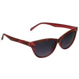 proSPORT Cateye Tinted Bifocal Red +1.00 Reader Sunglasses Womens Snake Skin Pattern Small Petite Frame