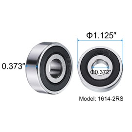 sourcing map 2pcs 1614-2RS Deep Groove Ball Bearings 0.372 x 1.125 x 0.373 Inch Chrome Steel Bearing Double Sealed ABEC3 ZV2 Bearings