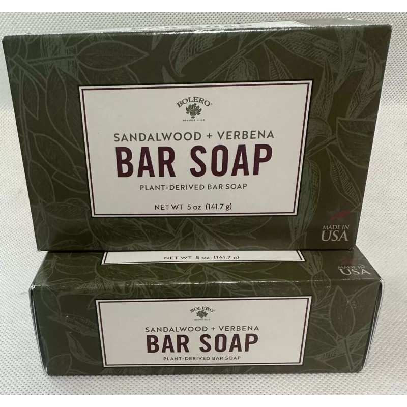 Bolero Sandalwood +Verbena Bar Soaps (2) Plant Derived Made in