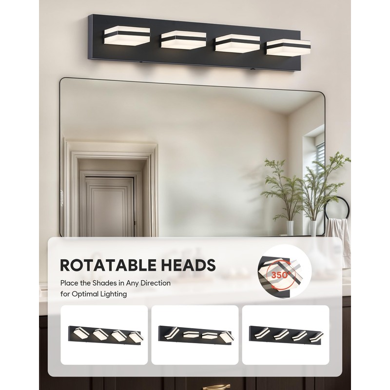 VONLUCE Bathroom Vanity Light Fixture, 4-Light Modern LED Vanity Light,