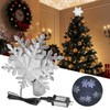 LED Snowflake Projection Lamp Silver Christmas Tree Rotating Snowstorm Decoration