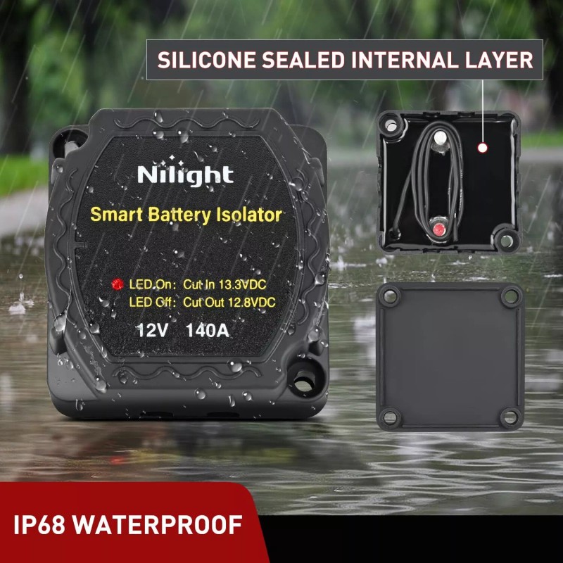 Nilight 12V 140AMP Dual Battery Isolator Kit with 6 AWG