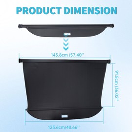 AceRide Retractable Cargo Cover Compatible with Volkswagen VW Atlas 2024 2023 2022 2021 2020 2019 2018, Anti-Peeping Rear Trunk Cover Luggage Privacy Security Shield Shade with Extra Canvas Cover